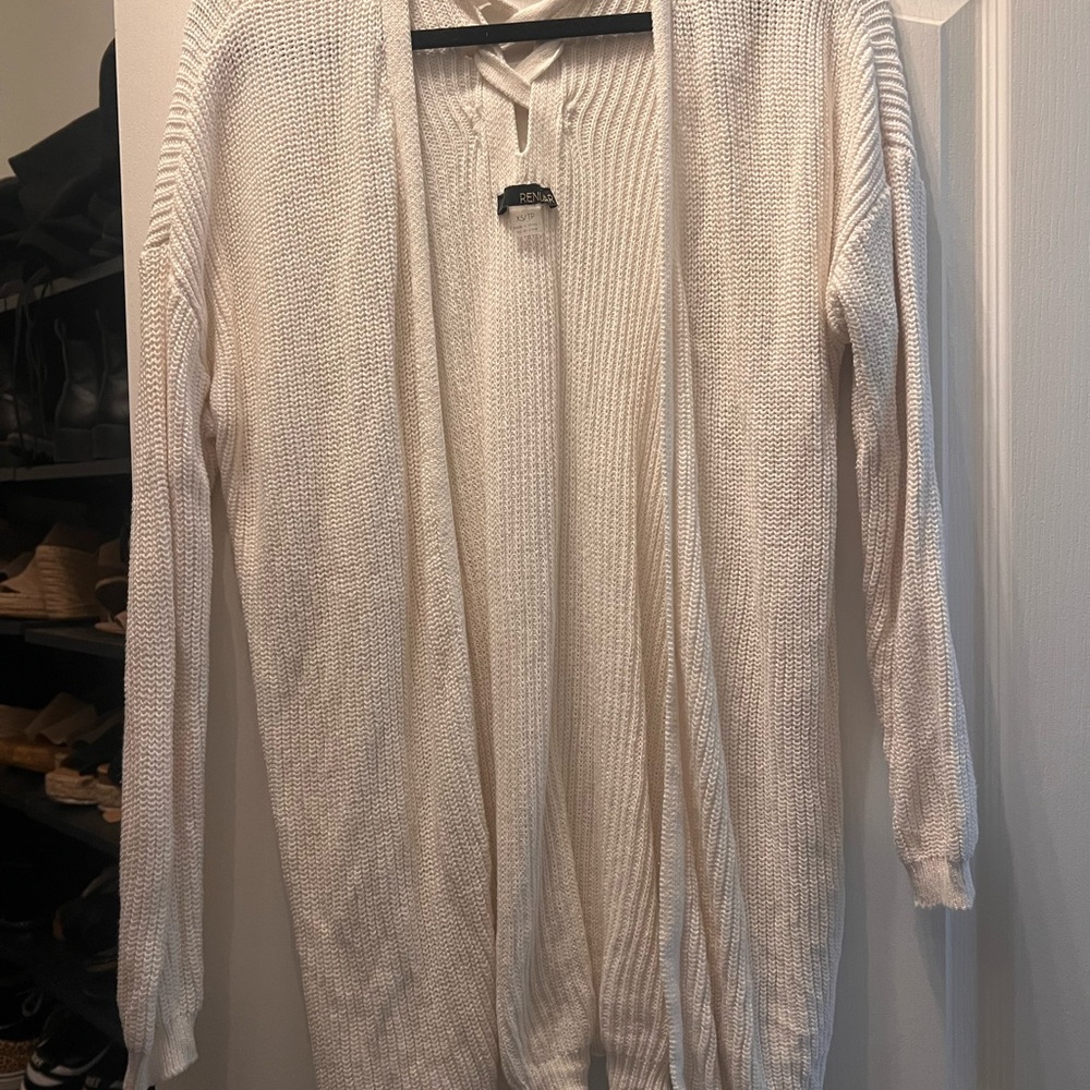 Renuar Cream Open-Front Cardigan